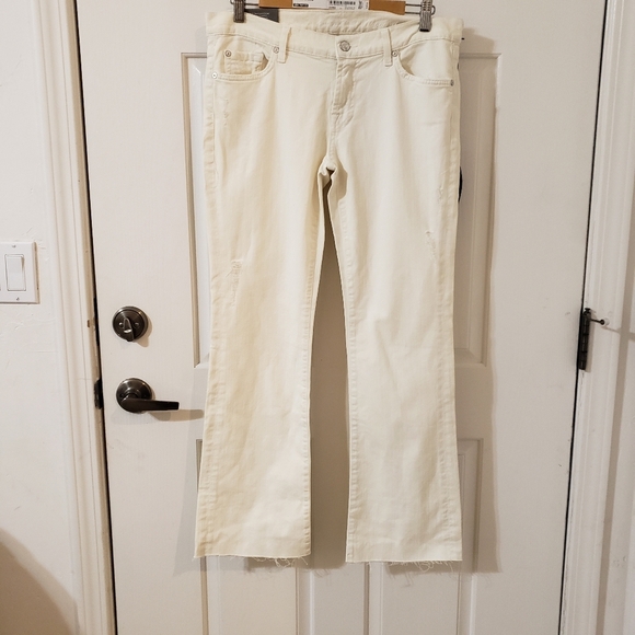 7 For All Mankind Size 30 Bootcut Women's Cream Jeans - Picture 1 of 15